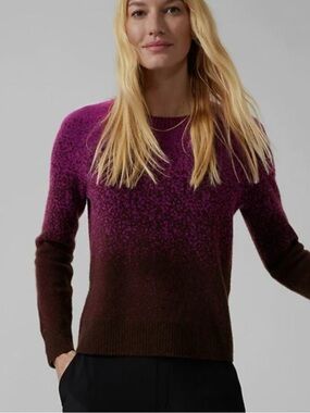 Athleta Women’s Merino Wool Jacquard Sweater SP Purple Ombre Crew Pullover